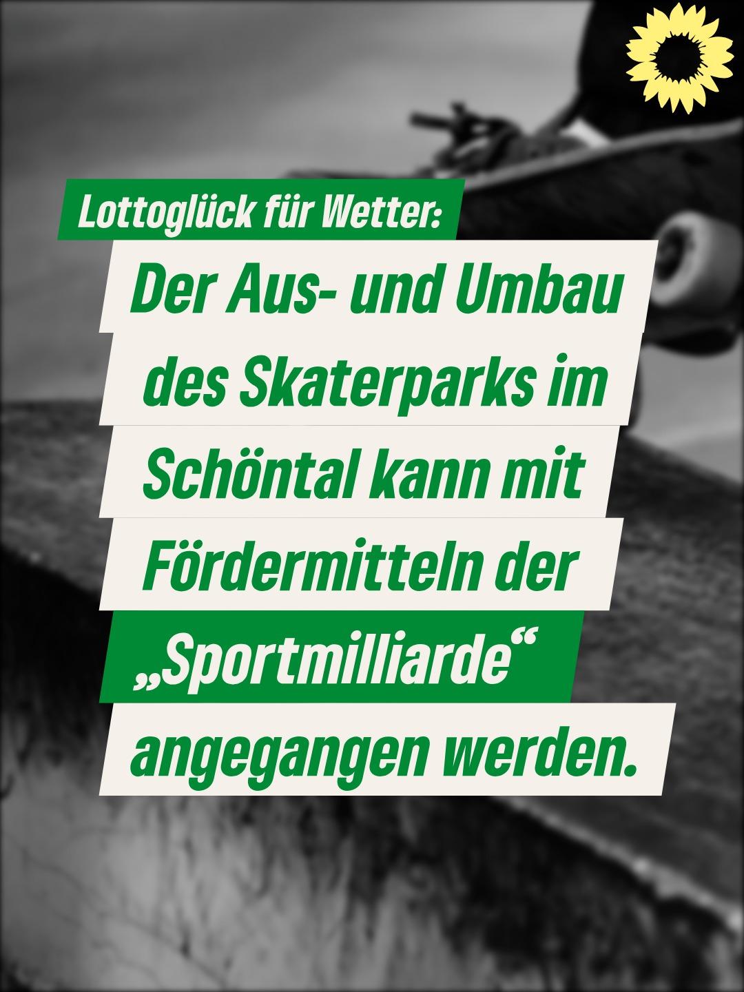 Lottoglück für Wetter: Der Aus- und Umbau des Skaterparks im Schöntal kann mit Fördermitteln der "Sportmilliarde" angegangen werden. 