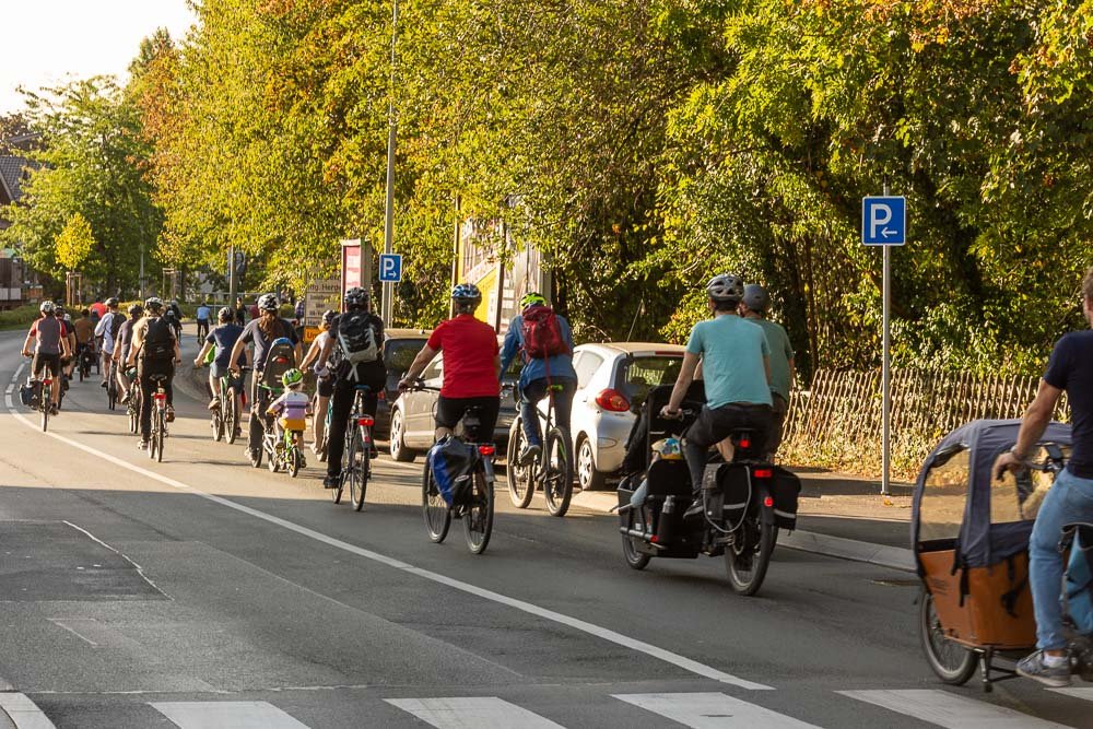 Fahrradfahrer von hinten 
